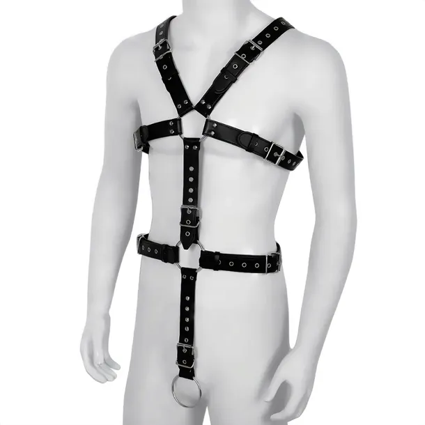 Męskie Body Z Pierścieniem Na Penisa, Uprząż Bdsm