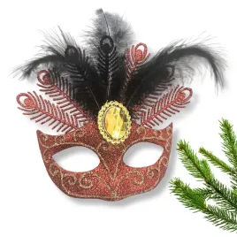 zawieszka-dekoracyjna-maska-wenecka-czerwona-bombka-choinkowa-brokatowa