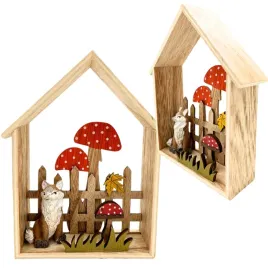 drewniana-ozdoba-dekoracja-jesienna-sceneria-domek-lis