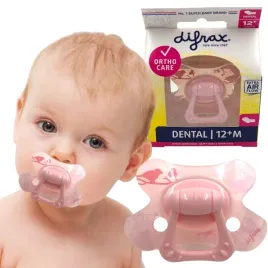 smoczek-difrax-dental-12-m-pudrowy-roz-ptaszki-powyzej-roku
