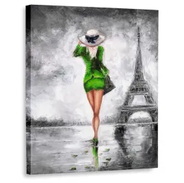 obraz-paryz-kobieta-vintage-100x120-zielony