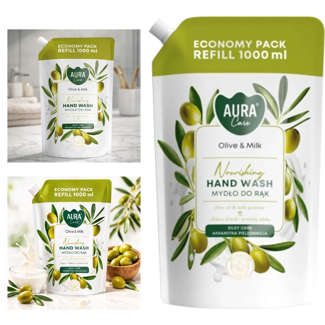 aura-care-mydlo-do-rak-uzupelniajace-mix-zapachow-zestaw-zapas-5x1000-ml