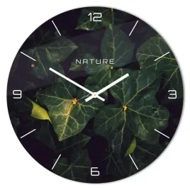 szklany-zegar-scienny-bluszcz-natura-zielony-40-cm