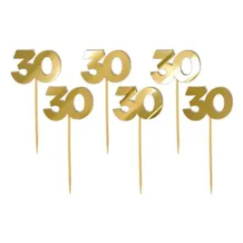 pikery-akrylowe-liczba-30-zloty-lustrzany-6-szt