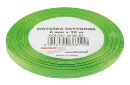 Zdjęcie produktu WSTĄŻKA SATYNOWA OZDOBNA 6MM 32M ZIELONA BREWIS