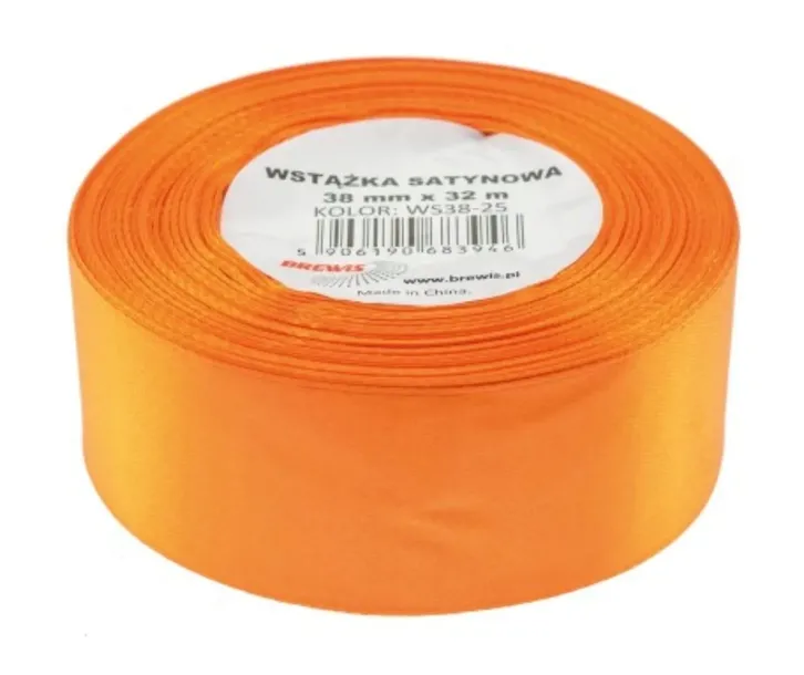 WSTĄŻKA SATYNOWA 38MM 32M POMARAŃCZOWA BREWIS