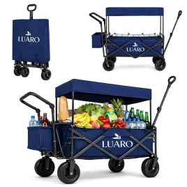 wozek-transportowy-luaro-plazowy-skladany-z-daszkiem-i-siatka-granatowy