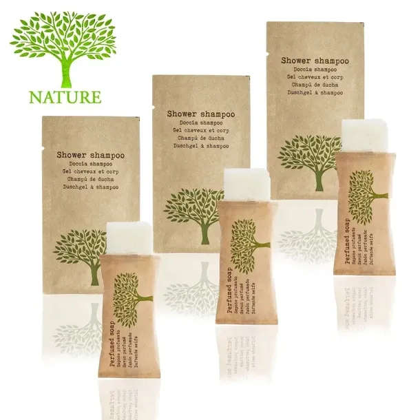Zestaw kosmetyków Nature szampon-żel 10ml 500szt + mydło 10g 600szt