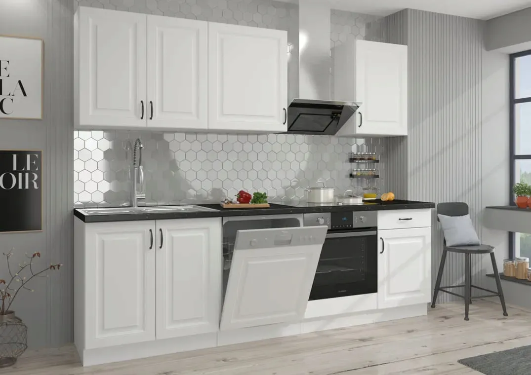meble-kuchenne-stilo-bialy-bialy-250cm-stan-nowy