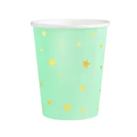 kubeczki-papierowe-mietowe-w-zlote-gwiazdki-220ml-6-sztuk-510850