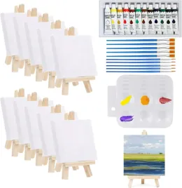 mini-plotno-ze-sztaluga-zestaw-10x-10x10cm-farby-akrylowe-pedzle-malowanie