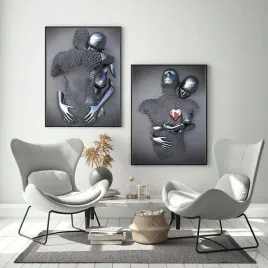 plakat-60x90cm-dekoracja-z-nadrukiem-metalowe-rzezby-bez-ramki-2szt