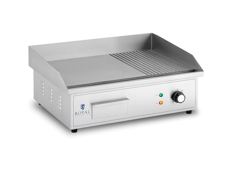 GRILL ELEKTRYCZNY PŁYTA GRILLOWA GŁADKO-RYFLOWANA 55x35cm 3kW RANT INOX