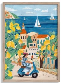 plakat-podrozniczy-przedstawiajacy-kobiete-na-wybrzezu-amalfi-70x50cm