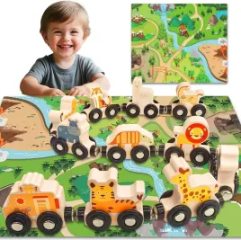 drewniana-ciuchcia-zwierzeta-magnetyczna-mata-na-prezent-montessori-zestaw