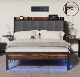 lozko-malzenskie-160cm-z-polka-gniazdkiem-usb-oswietleniem-led-loft