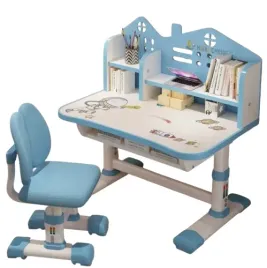 wielopoziomowy-stolik-biurko-do-nauki-dla-dzieci-krzeslem-zestaw-niebieski