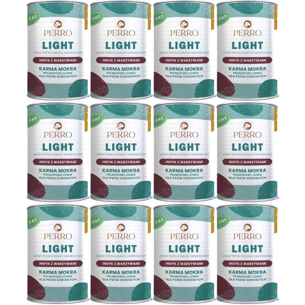 Karma mokra dla psa PERRO LIGHT Indyk z warzywami ZESTAW 12x400g