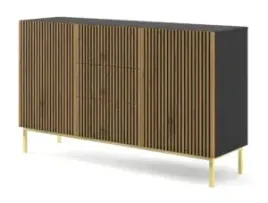 komoda-ravenna-a-150-cm-2d3s-frezowana-czarny-dab-artisan-z-rama