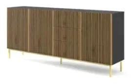 komoda-ravenna-f-200-cm-3d3s-frezowana-czarny-dab-artisan-z-rama
