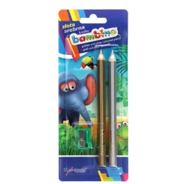 bambino-kredki-w-drewnie-jumbo-zlota-srebrna-temperowka