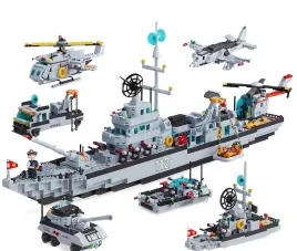 klocki-6w1-battleship-okret-wojenny-814el-statek-helikopter-czolg-814pcs