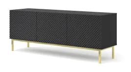 Zdjęcie produktu Szafka RTV RAVENNA C 150 cm 3D czarny mat / czarny połysk DIAMENT z ramą