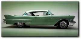 obraz-zielony-retro-samochod-cadillac-120x55-cm