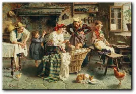 obraz-eugenio-eduardo-zampighi-sielankowa-scena-rodzinna-100x68-cm