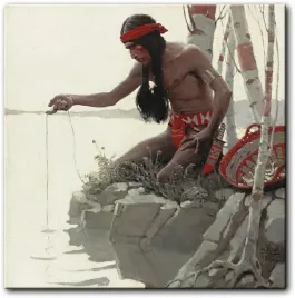 obraz-n-c-wyeth-lowiacy-indianin-99x100-cm