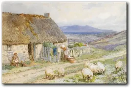 obraz-myles-birket-foster-stadko-owiec-przed-domem-70x46-cm