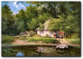 obraz-dom-nad-rzeka-84x59-cm