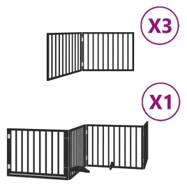 skladana-bramka-dla-psa-z-drzwiami-10-paneli-czarna-800-cm
