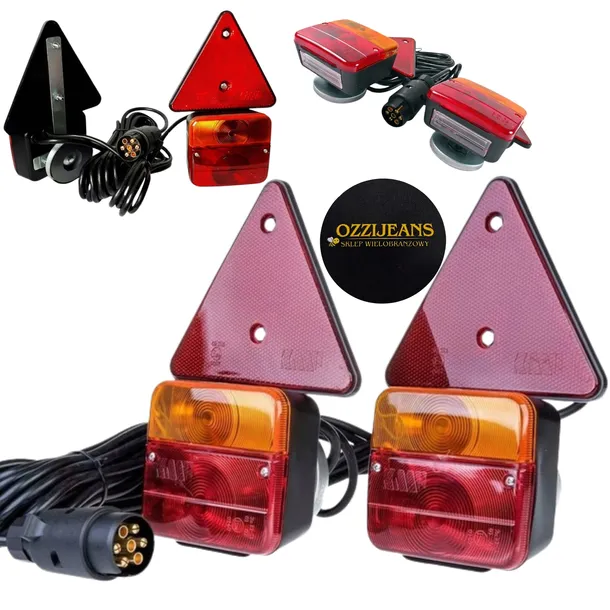 ZESTAW LAMP DO PRZYCZEPKI SWIATŁA TYLNE TRÓJKĄT HOMOLOGACJA E4 12V 7PIN