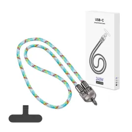 ecobox-kabel-240w-typ-c-do-typ-c-smycz-na-szyje-tecza-biala