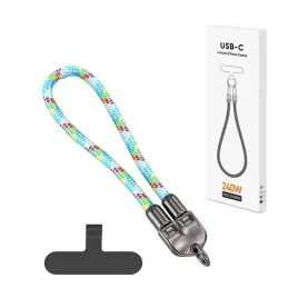 ecobox-kabel-240w-typ-c-do-typ-c-smycz-na-nadgarstek-tecza-biala