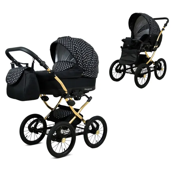 Wózek Dziecięcy Spacerówka Gondola 2w1 Duże Koła Klasyczny BabyLux Margaret