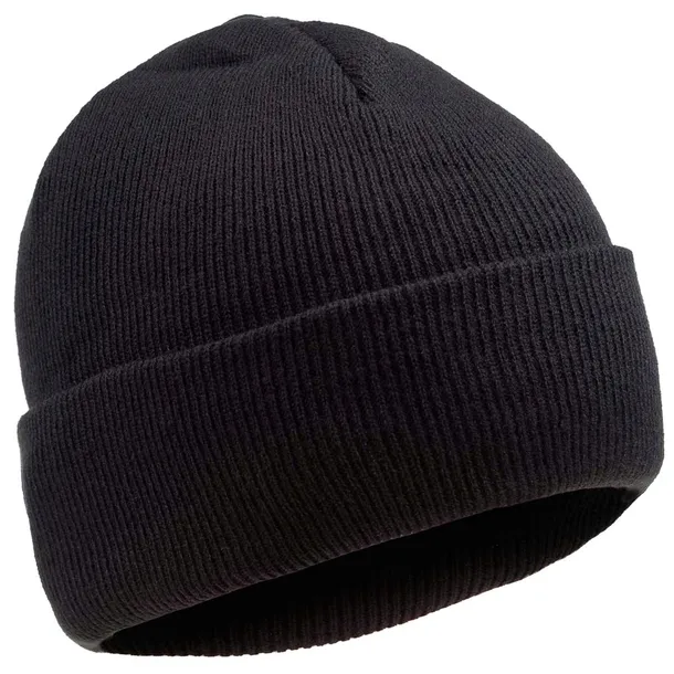 Czapka Zimowa Męska Beanie Ciepła Dwuwarstwowa Gładka Czarna Uniwersalna
