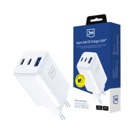 biala-ladowarka-sieciowa-3mk-hyper-gan-charger-65w-qc4-pd3-1xusb-2xusb-c