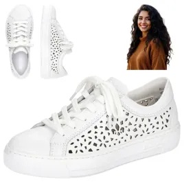 damskie-skorzane-polbuty-40-rieker-wiazane-sneakersy-sportowe-azurowe-biale