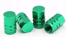 nakretki-aluminiowe-na-wentyle-zielone-zaworki-alu