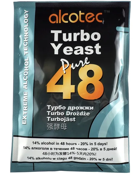 DROŻDŻE GORZELNICZE PURE ALCOTEC 48 TURBO 135 G SZYBKA FERMENTACJA DO 21 %