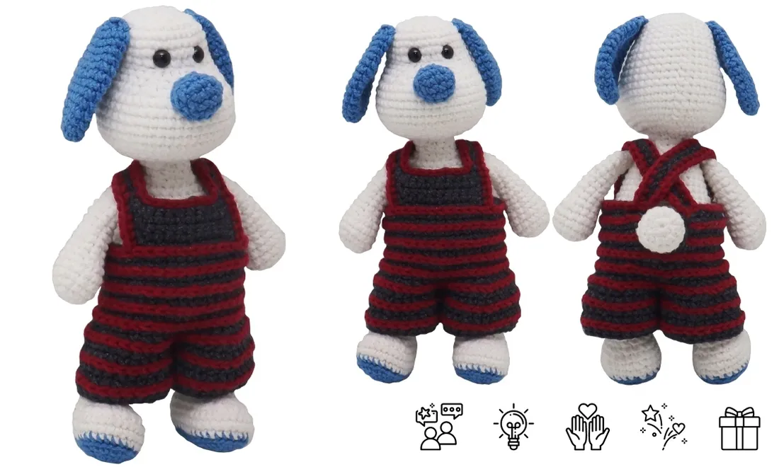 lalka-zabawka-maskotka-pies-w-spodniach-handmade-z-wloczki-szydelkowa