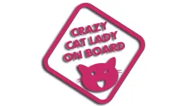 wycinana-naklejka-crazy-cat-lady-on-board-szalona-kociara-w-aucie-rozowa