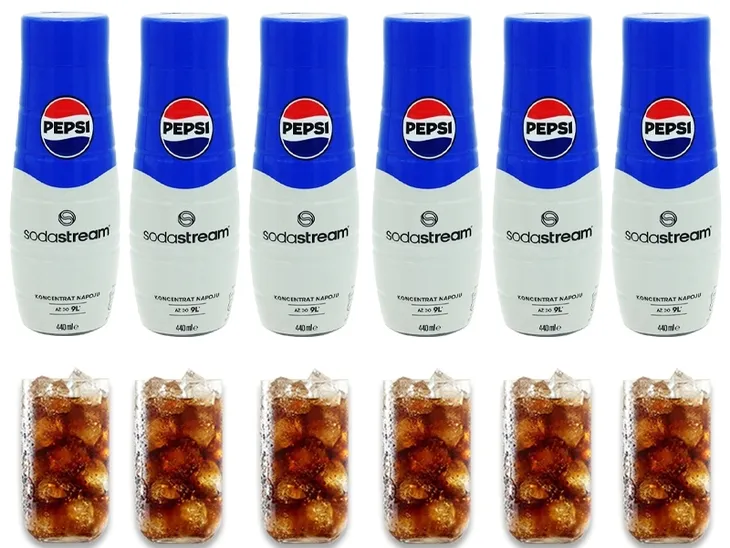 6x SYROP KONCENTRAT PEPSI COLA DO SATURATORA SODASTREAM 9L NAPOJU z 440ml