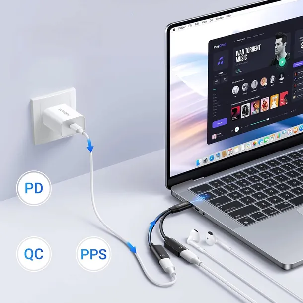adapter-audio-ugreen-2w1-usb-c-do-2xusb-c-audio-ladowanie-czarny-marka-ugreen-stan-nowy