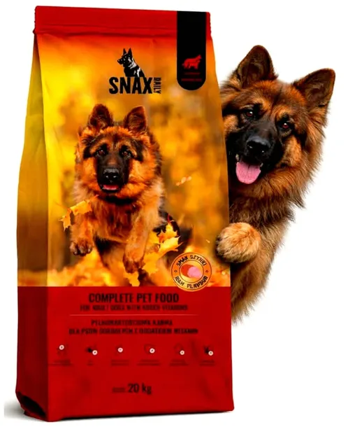 Karma dla psa Snax Daily Adult o smaku szynki 20 kg owczarek labrador