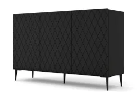 komoda-diuna-145-cm-3d-na-nozkach-czarny-mat-zdobione-fronty