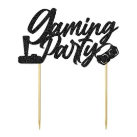 topper-papierowy-gaming-party-czarny-brokat-14-x-16-cm