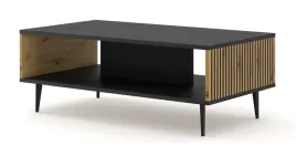 Zdjęcie produktu Stolik kawowy RAVENNA A 90x60 cm frezowany czarny dąb artisan na nóżkach